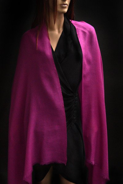 Echte pashmina sjaal of stola XL, fuchsia