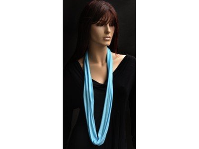 Rond zijden jersey sjaaltje, licht classic blue turquoise, dikste kwaliteit
