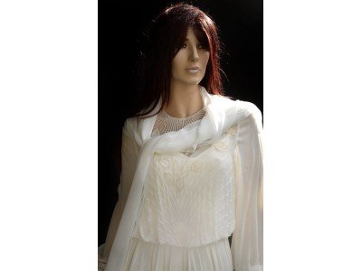 Witte zijden chiffon sjaal of bruidssjaal