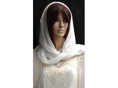 Witte zijden chiffon sjaal of bruidssjaal