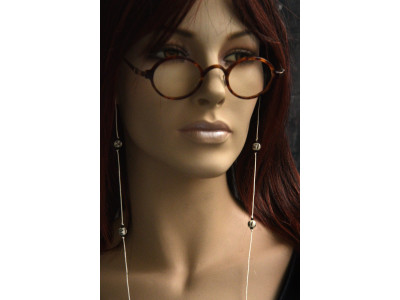 Handmade design brillenkoordje, zwart wit met etnische kralen