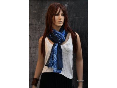 Katoenen sjaaltje, blauw, wit, turquoise