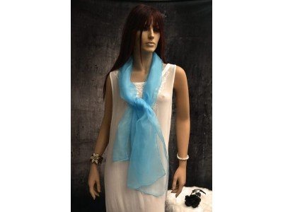 Licht turquoise organza zijden sjaal